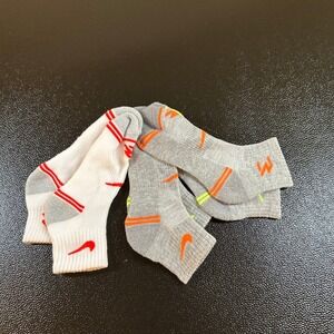 Nike Kids Socks 3 Pair Gray White Red Orange Green Ankle‎ Athletic One Size